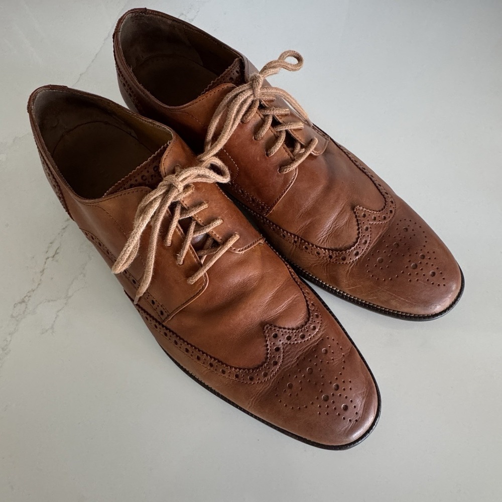 Cole Haan Williams Wingtip Oxford Men 13 Brown Leather Brogue Dress Shoes